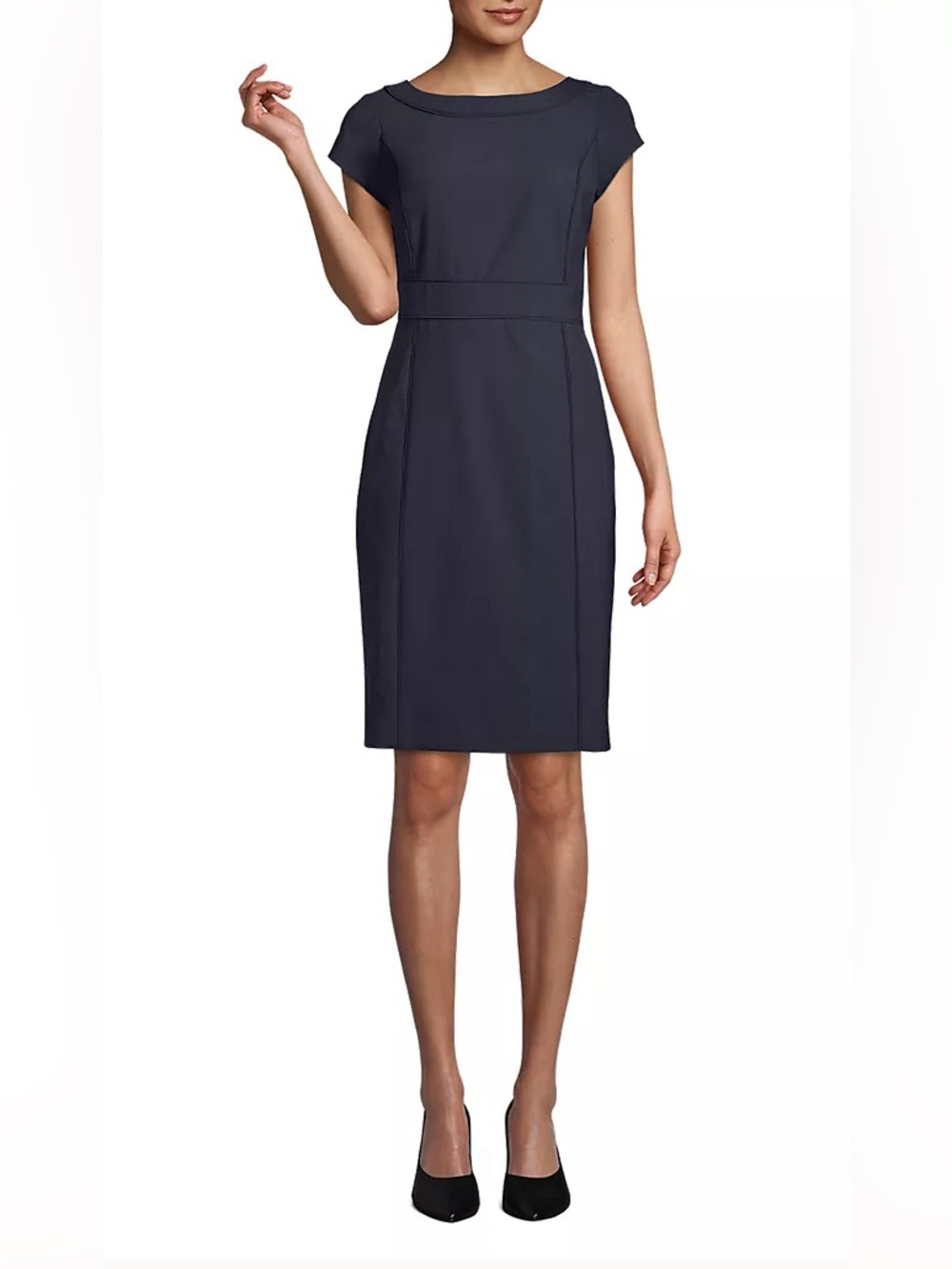 Lands End Navy Wool Blend Sheath Dress, in Size 12 E54